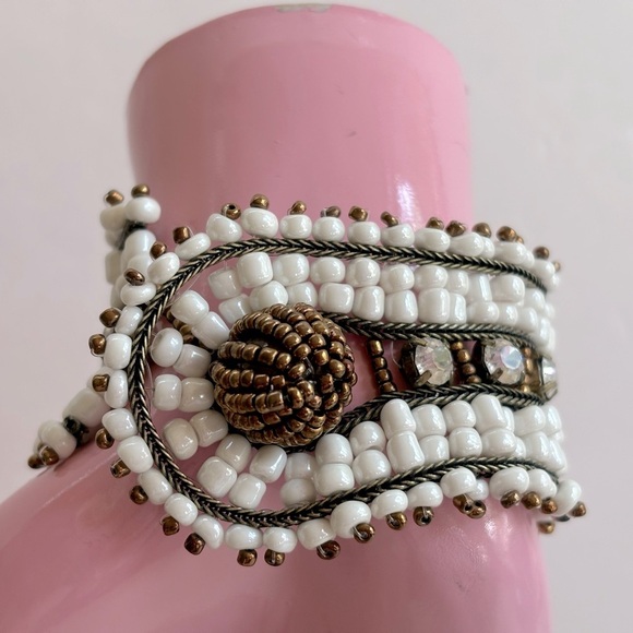 Boho Western Beaded Crystal Cuff Bracelet - Picture 7 of 14